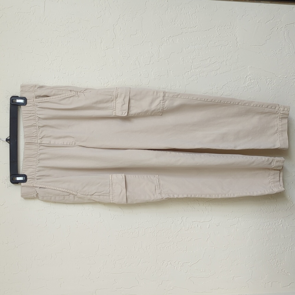 GAP Vintage Beige Elastic Waist Twill Mid Rise Cargo Pants Size Medium